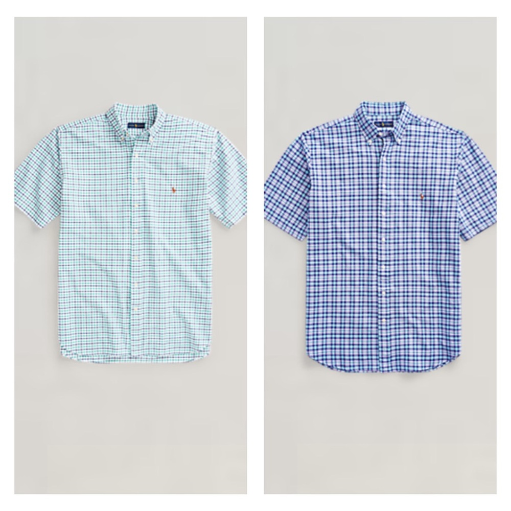 RALPH LAUREN Oxford Short Sleeve Plaid Shirts Lot of TWO 2XB
